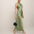 Dress Women Summer New Fashion Silk Satin Maxi Dress Vintage Sleeveless Female Dresses Robe Mujer