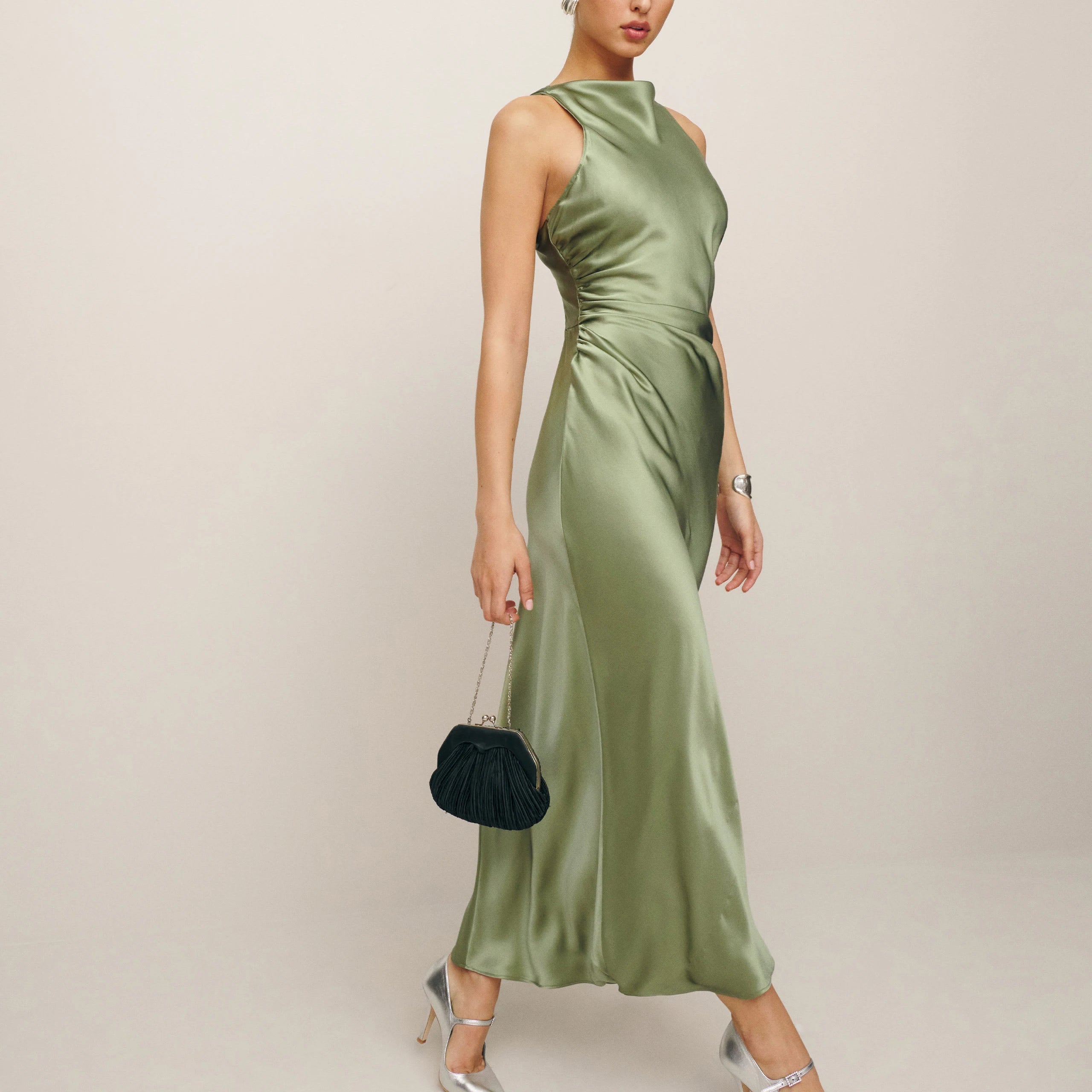 Dress Women Summer New Fashion Silk Satin Maxi Dress Vintage Sleeveless Female Dresses Robe Mujer