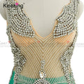 WDP-065 Rhinestone Beaded Crystal Bridal Parting Evening Dress