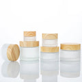 BYPE Luxury Empty Frosted Clear Glass Jars 5g-100g Refillable Cream Cosmetic Jars with Wood Grain Screw Cap for Face Cream Use