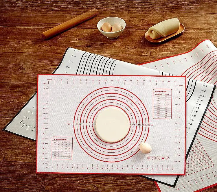 Hot Sale Platinum Silicone Dough Mat With Measurement Non-stick Baking Mat Rolling and Noodle Mat  Chopping Board