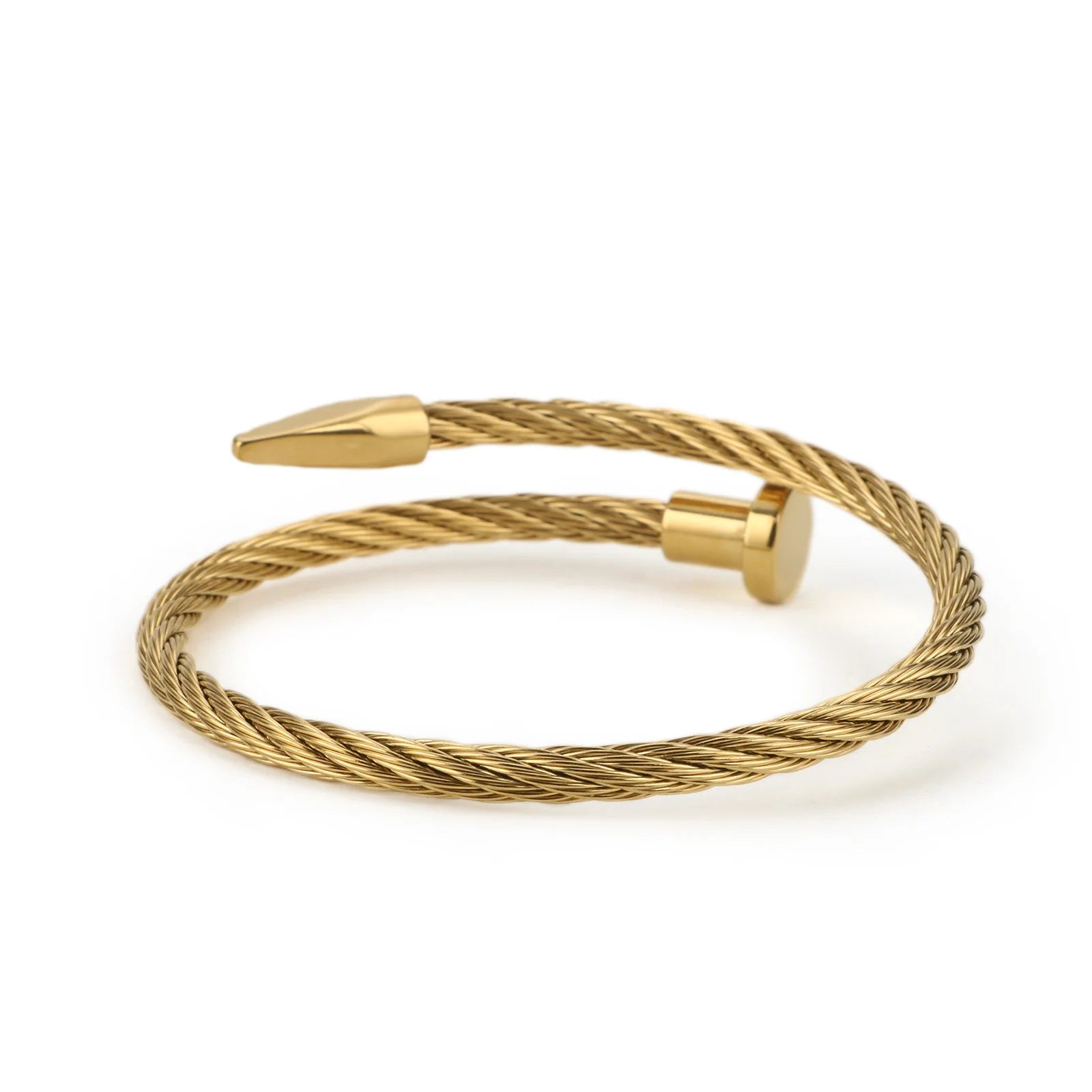 KALEN Wire Rope Open Bangle Stainless Steel Bracelet Men