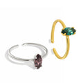 Simple and Matching Temperament S925 Sterling Silver Open Ring with ZIRCON Prong Setting Geometric Shape for Women