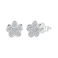 925 Sterling Silver Sparkle Flower Stud Earrings Full Zircon Plated Platinum Ear Clip for Woman Wedding Fine Jewelry BSE855