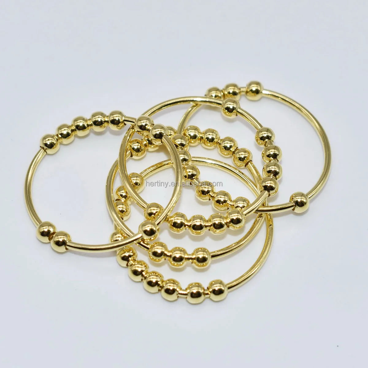 Fashion Hot Sale New Designs Move Beaded Anxiety Sliding Bead Ring for Women 18k GOLD 925 Sterling Silver Minimalist Ring