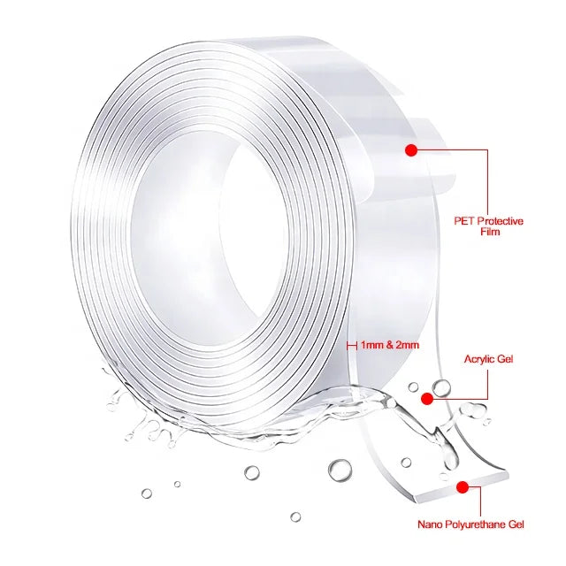 High-Quality Nano Double Sided Tape - Strong Adhesion Reusable and Versatile for Home and Office Use