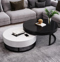 Slate Grass Desktop Stainless Steel Gilded Electroplate Base Nesting Coffee Table Set with Wooden Cabinet