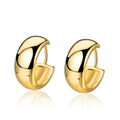 Wholesale Trendy Thick Brass Zircon Geometric Huggie Earrings 18K Gold Plated Glossy Wedding Engagement Gift for Both Men Women