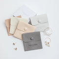 JUNE Blue Color min Earring Suede Microfiber Jewelry Pouch with Emboss logo Snap Necklace Pouch and Insert Pad  With Logo