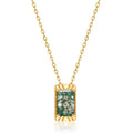2026 New Trendy Gold Plated Sterling Silver Green Moss Agate Pendant 925 Silver Gemstone Jewelry Custom