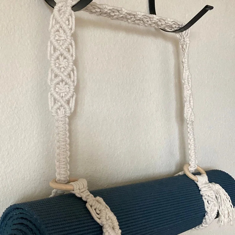 Gifts for Yogis Boho Adjustable Accessories Handmade Cotton Macrame Yoga Mat Holder Straps