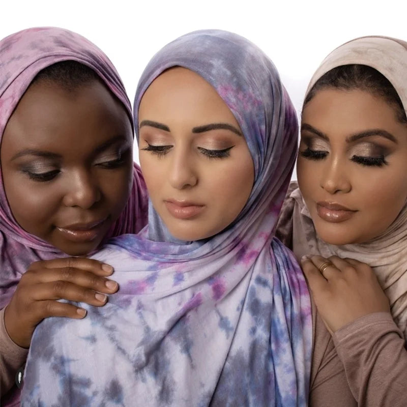 Fashion Design Good Fabric Ready to Wear Modal Tie Die Hijab Soft Women Viscose Cotton Jersey Scarves