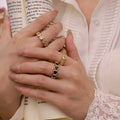 High Quality 18K Gold Plated Heart Ring Black White Zircon Adjustable Women Engagement Jewelry Wholesale