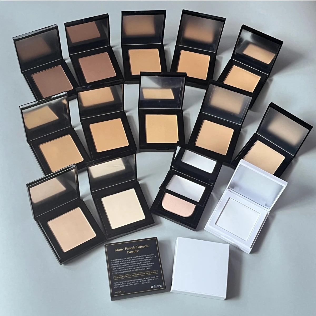 Wholesale Pressed Powder Cosmetic Lightweight Texture Custom logo Waterproof Vegan White Matte Setting Pressed Powder