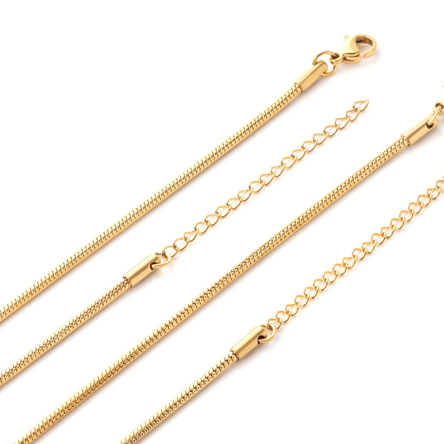 Fashion Jewelry Non Tarnish Quality Basic Stainless Steel Gold Plated Silver Snake Herringbone Chain Necklace for Man Women