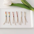 Wholesale Crystal Geometric Ladies Fringe Earrings Long Colored Round Rhinestone Tassel Earrings for Party
