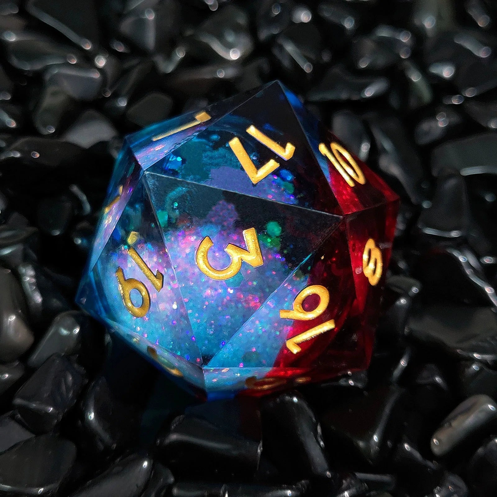 Fire and Ice Large Quicksand 35mm Dice Liquid Core Big Single D20 Dice for DND Game Lover