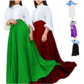 C8499P Custom LOGO Label Tags Packaging A-Line Skirts for Women Pleated Skirts Elegant Ladies Long Skirt With Free Belt