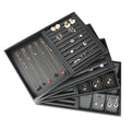 Luxury Black Leather Jewelry Display Tray for Counter Display PU Leather Earrings Ring Necklace Pendant Display Tray