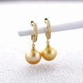 Elite Premium 18K Gold Stud Earrings Natural Diamond AAAA Grade South Sea Pearl Yellow Gold Jewelry Custom Personalized