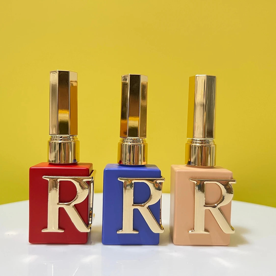 Wholesale Customized 10ml 12ml 15ml 20ml Square Shape Nail Polish Bottle with Gold Cap Brush
