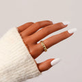 Elegant Gold Plated Stainless Steel Open Rings Simple Luxury Leaf C Shape Love Heart Open Rings for Ladies