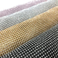 Factory Wholesale Glass Crystal Rhinestones 45x120cm Metal Net Rhinestones White ab Aluminum Metal Mesh for Garment