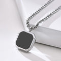Stainless Steel Jewelry 2024 Hot Sale Vintage Box Chain Casual Geometric Stainless Steel Enamel Square Pendant Necklaces for Men