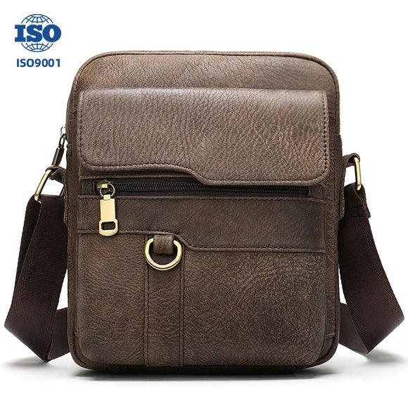 SCHLATUM Custom Logo Men's Vintages Genuine Leather Single Shoulder Bag Real Cowhide Casual Crossbody Bags