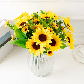 Simulation Sunflower Bouquet Silk Flower Chrysanthemum Home Decoration Stage Set Wedding Props