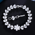 Sparkling White Water Drop Cut Cubic Zirconia Stone Wedding Tennis Bracelets with Flower for Bridal Accessories