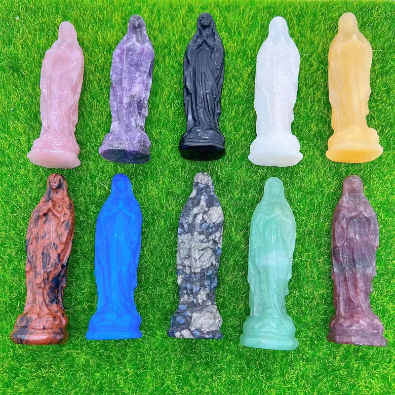 10cm Gemstone Quartz Crystal Maria Engraved Love Theme Irregular Shape Fashion Trend Carving