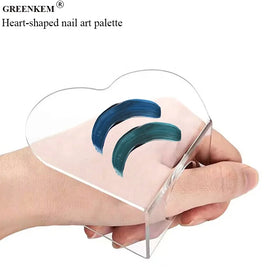 Customized LOGO Heart Shape Mixed Color for Nail Art Palette Painting Acrylic Transparent Clear Paint Manicure Nail Palette Tool