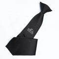 Men's Custom Logo Formal Clip on Tie School Uniform Polyester Woven Jacquard Durable Black Student Necktie