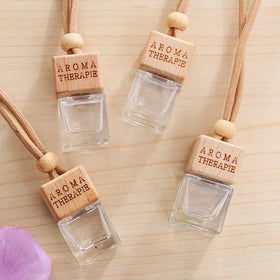 Hot Sale Wood Hanging Car Aroma Diffuser 6ml 8ml 10ml square Cap Beige Rope Car Perfume Bottle