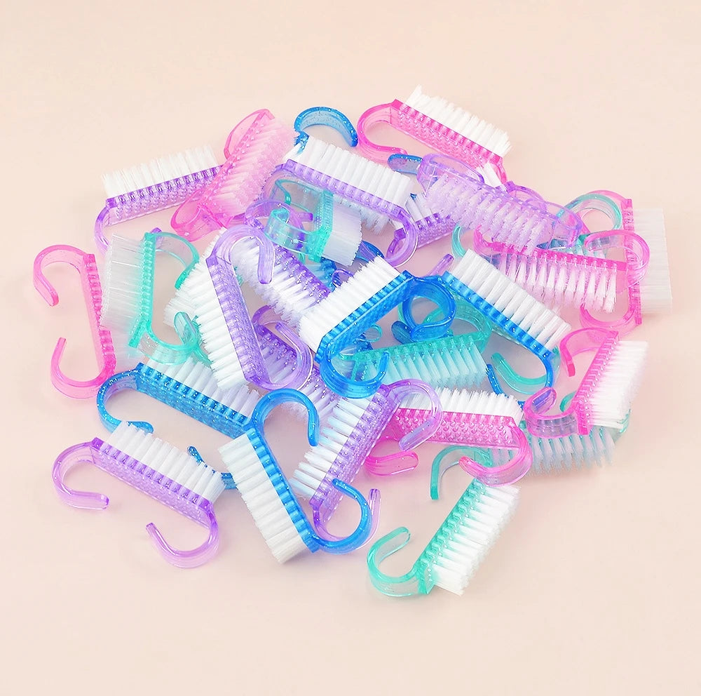 13 Colors Private Label Manicure Washable Plastic Nail Brush for Cleaning Nail Finger Mini Nail Dust Brush