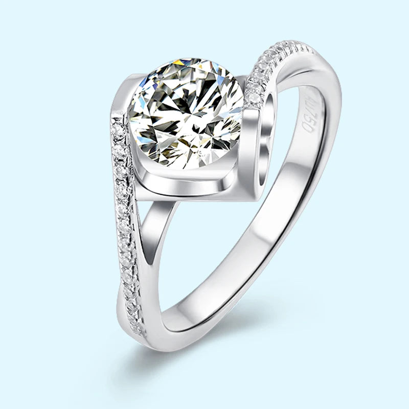 Jewelry Wholesale 925 Sterling Silver One Carat Women's Queen Moissanite S925 Proposal Wedding Diamond Ring
