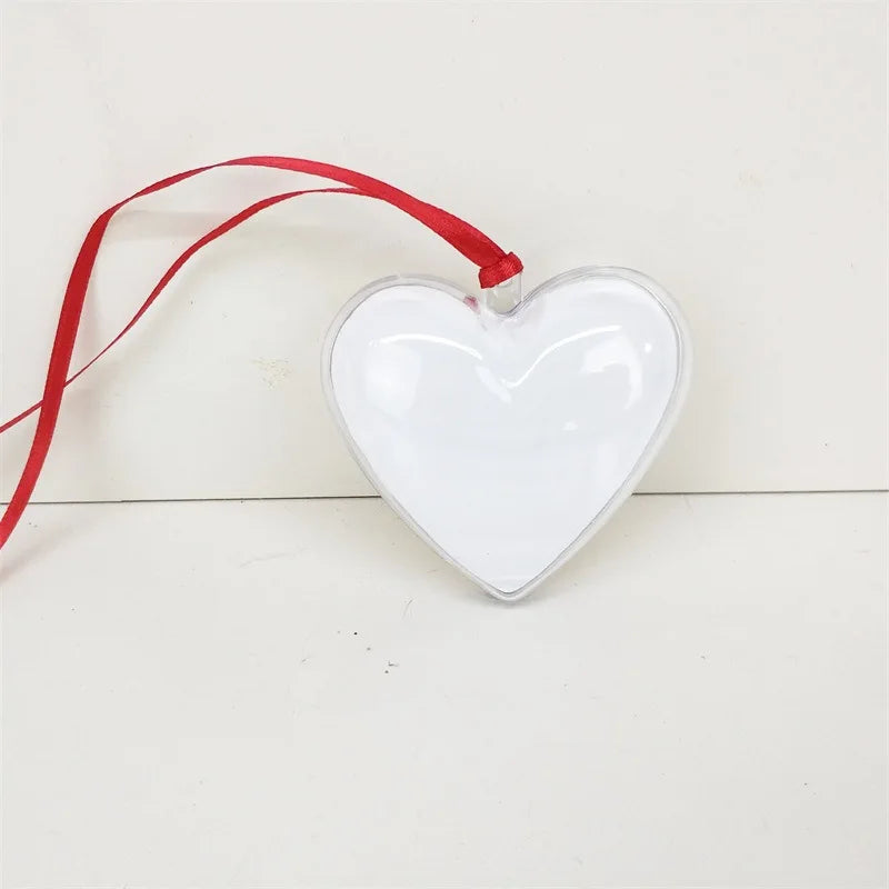 RubySub Heart Clear Plastic Decoration Christmas Ball Tree Ornaments Sublimation Christmas Balls