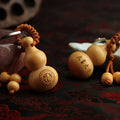 Wooden Gourd Key Chain Car Decorative Feng Shui Keychain Accessories Car Bag Purse Charm for Good Luck Wealth Success Longevity