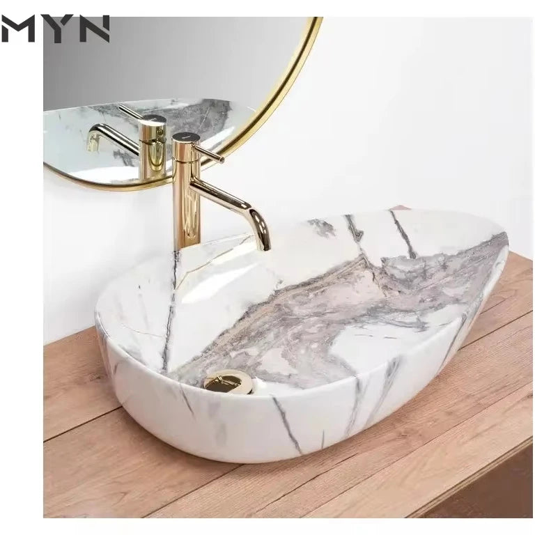 Chaozhou Factory High End Ceramic Bathroom Countertop Basin Art Hand  Wash Sink Lavabo  Bathroom Marble Washbasin