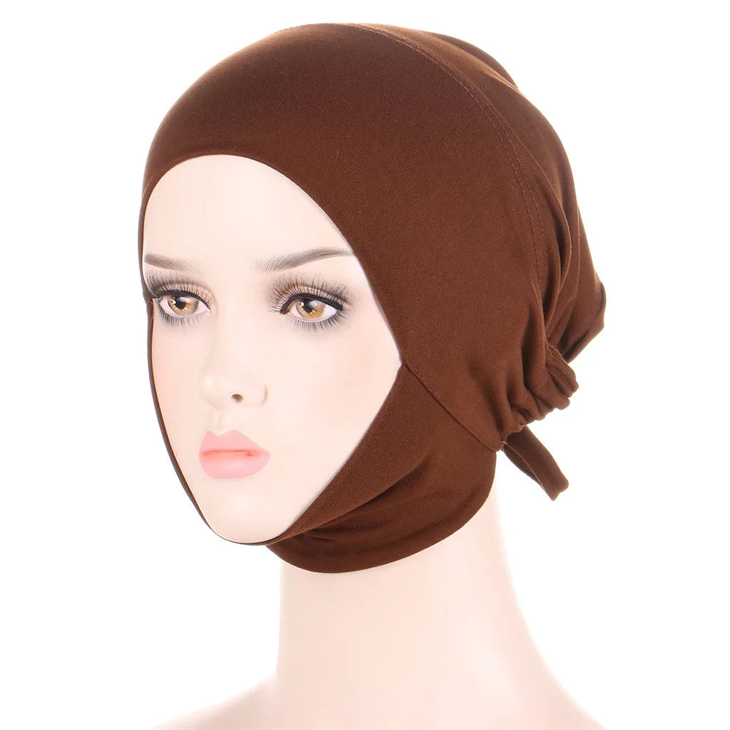 New Fashion Comfortable Multi Color Elastic Strap Milk Silk Neck Hat With Adjustable Hidden Hair Headband Hat