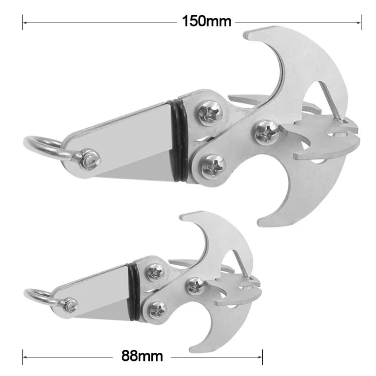 Climbing Gravity Grappling Hook Foldable Climbing Claw Stainless Steel Zinc Finish 15cm Length for Mining
