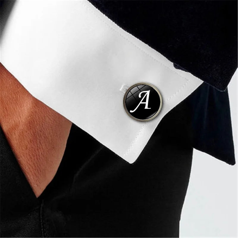 Qiuhan 26 English Alphabet for Man Fashion Creative Accessories Shirt Sleeve Cufflinks