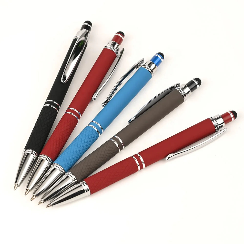 2025 New Design Promotional Soft Touch Rubber Metal Ballpoint Pen Retractable for Logo Pen for Touch Screens