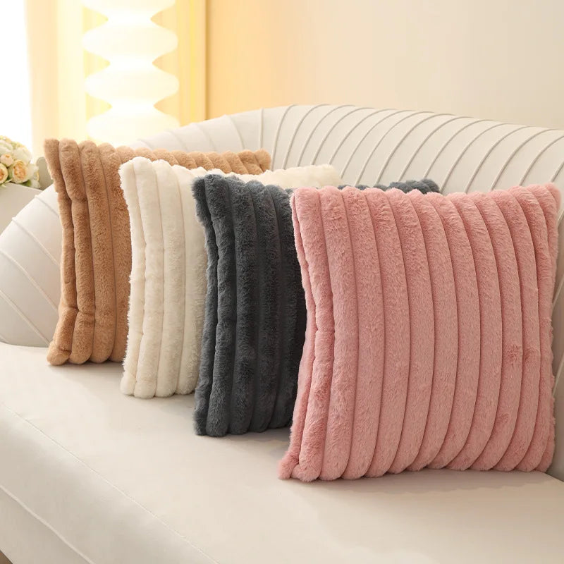 Sample Support Home Sofa Bed Use Faux Rabbit Fur Cushion Cover Fluffy Fur Pillow case