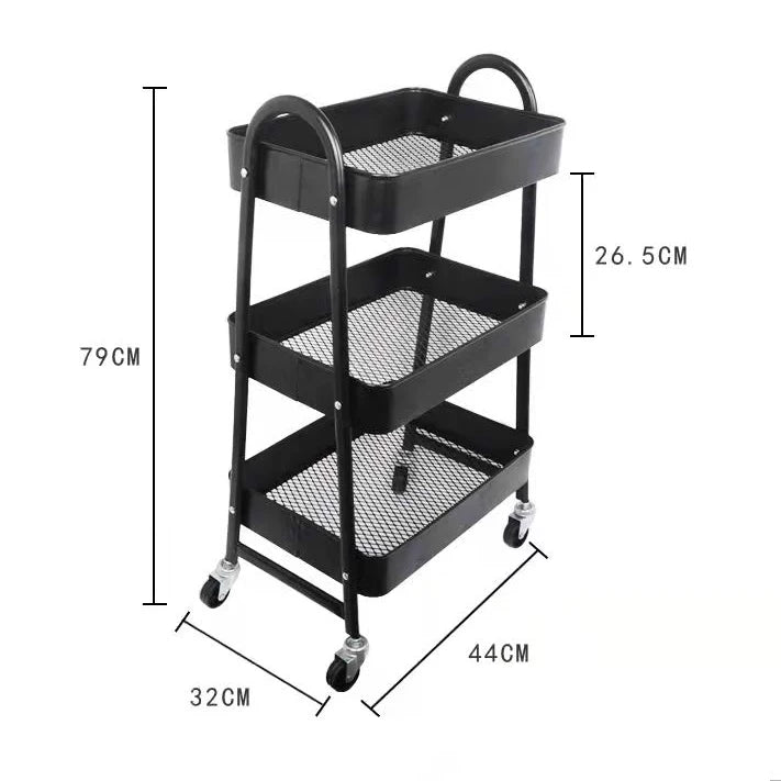 Three Floors Kitchen Toilet Multifunctional Shelving Dismountable Assembly Convenient Trolley