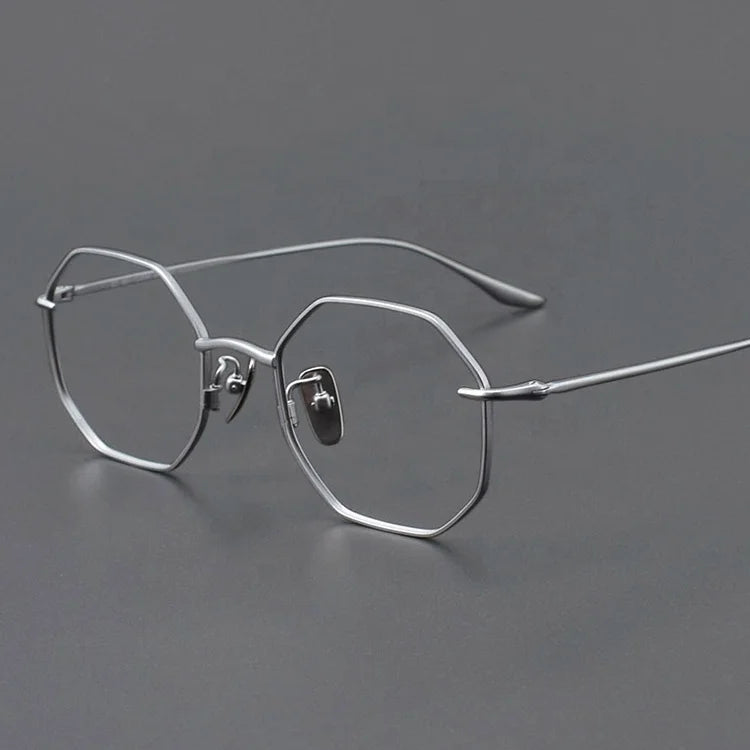 Maufactre Eyewear Titanium Designer Optical Anti Blue Light Glasses Frame Spectacles Polygon Eyeglasses for Women