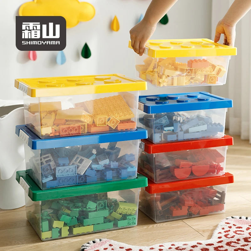 SHIMOAYAM Plastic Stackable Different Color Option Storage Bin Toy Storage Box With Lid Small Red