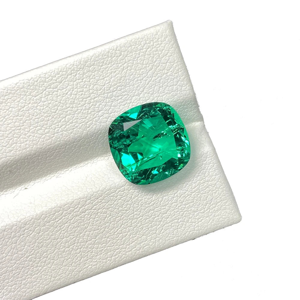 Cushion  Lab Created Hydrothermal Columbia Green Inclusion Emerald Loose Gemstones for Earring Making