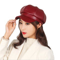 Beret Hat Faux Leather Adjustable Octagon Faux Leather Hats for Party